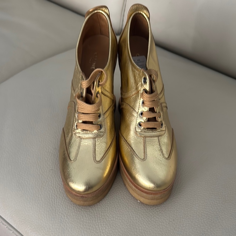 Celine Gold Sneakers Shiny Reflective Finish